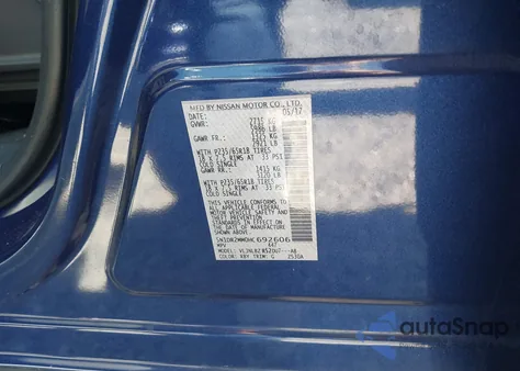 2017 Nissan Pathfinder S z USA, uszkodzony, nr VIN 5N1DR2MM0HC692606